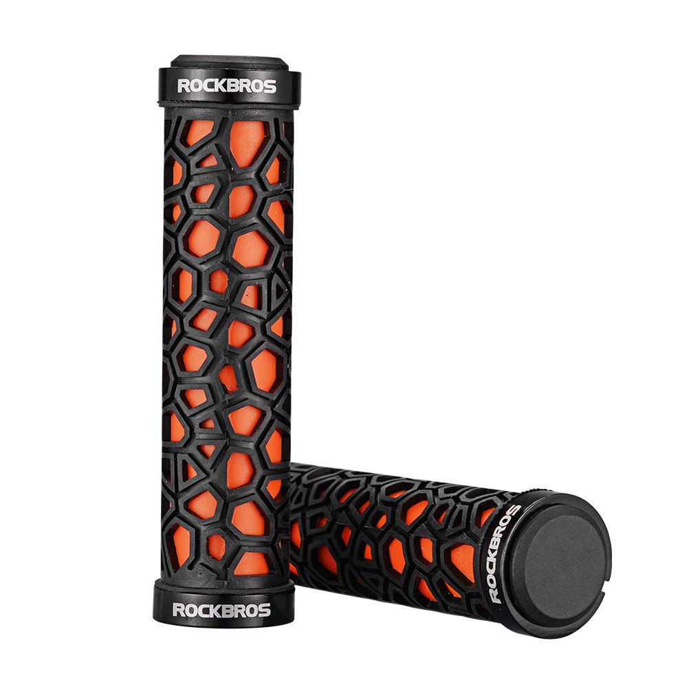 ROCKBROS Anti-Skid Rubber Bike Handlebar Grips - Double Lock, 2.22cm