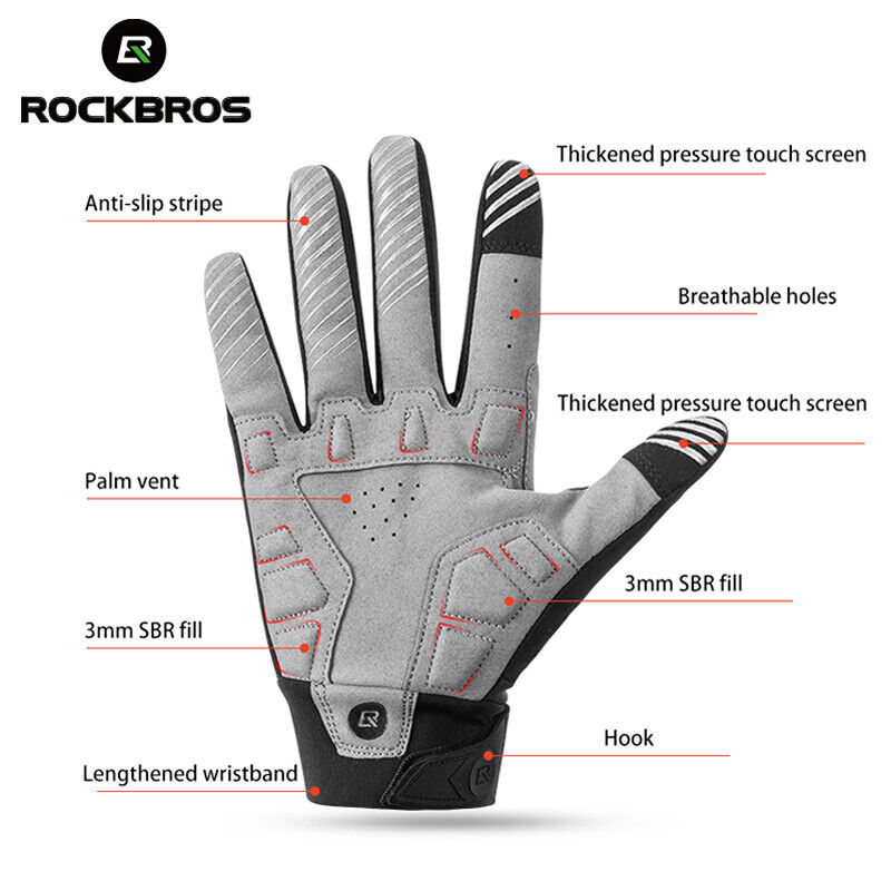 ROCKBROS Winter Full Finger Cycling Sporting Gloves SBR Touchscreen Warm Gloves - ROCKBROSUSA