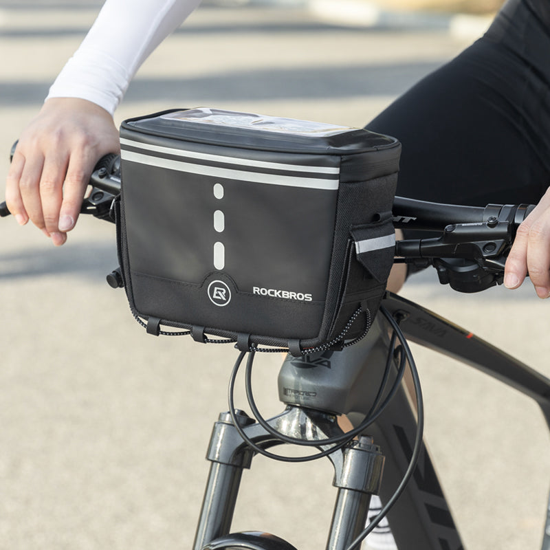 ROCKBROS Bike Handlebar Bag - Front Storage with Removable Shoulder Strap - ROCKBROSUSA