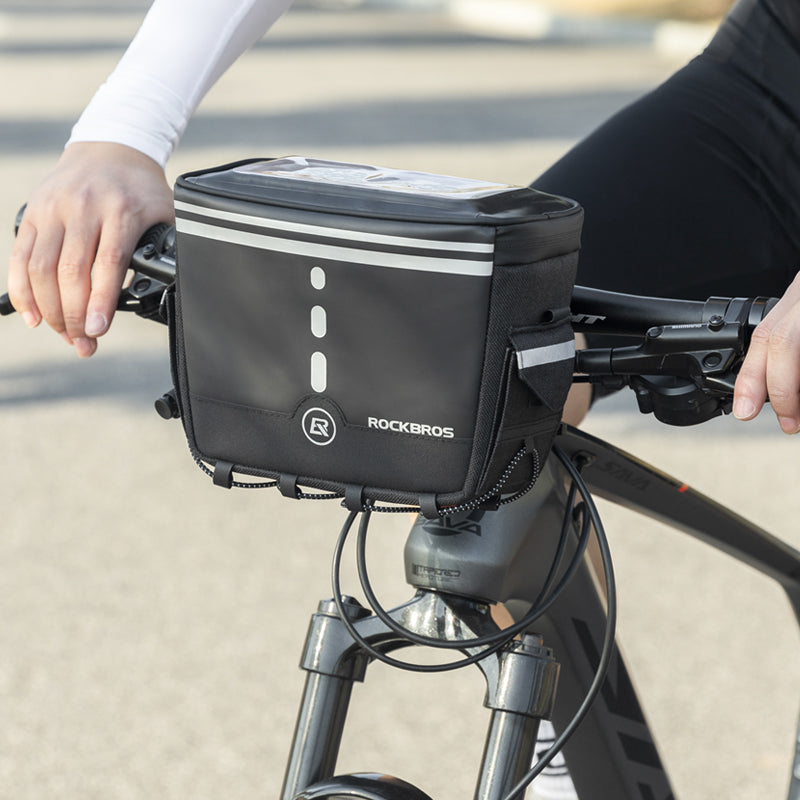 ROCKBROS  Bike Handlebar Bag Bicycle Front Storage Bags with Removable Shoulder Strap