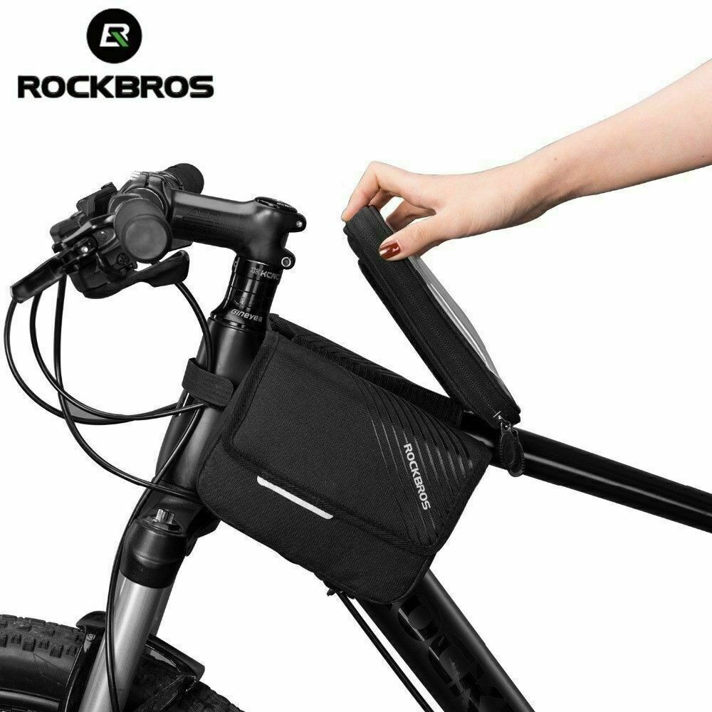 ROCKBROS Bicycle Phone Holder Bag 6.0in MTB Bike Frame Bag Cycling Top Tube Bag