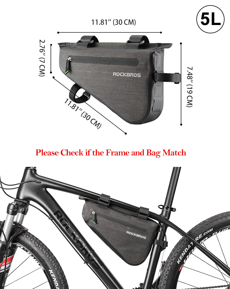 ROCKBROS Bike Frame Triangle Large Cycling Bag 5-8L