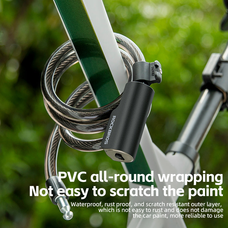 ROCKBROS Steel Cable Bike Lock - Anti-theft, Portable, Waterproof - ROCKBROSUSA