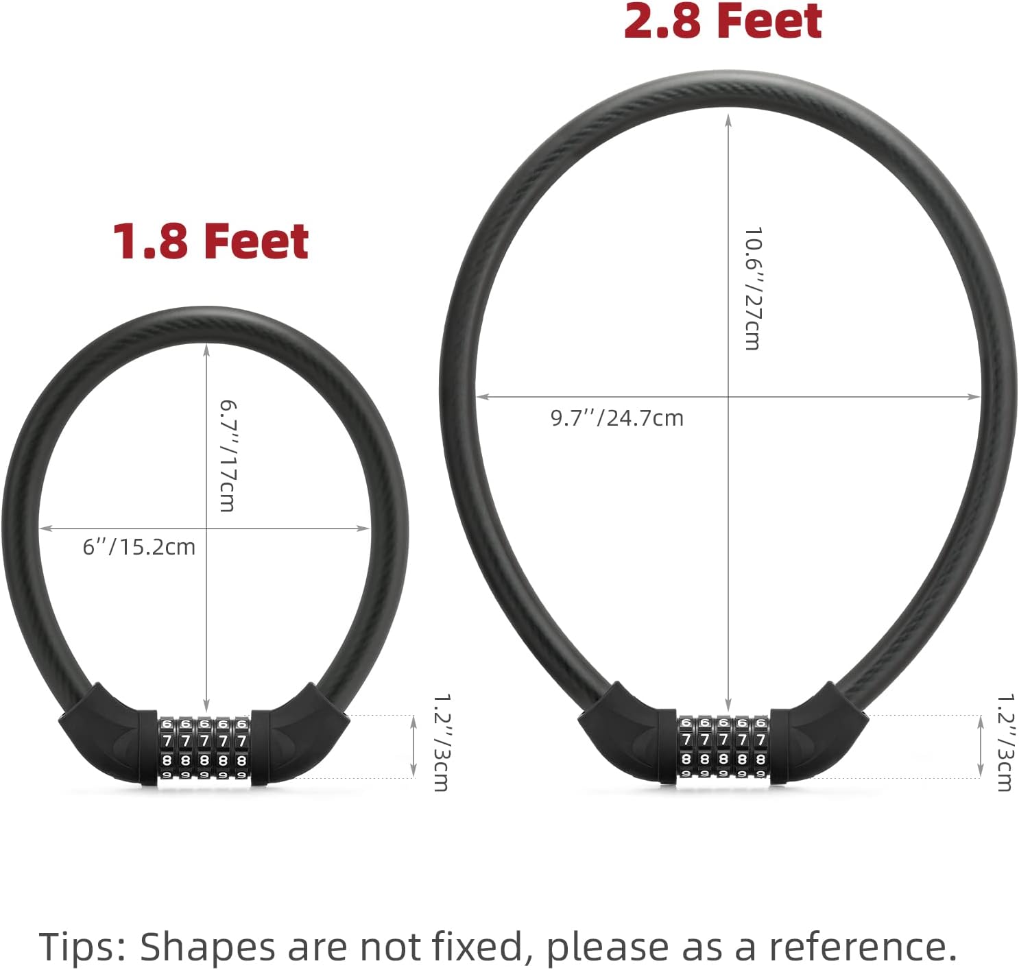 ROCKBROS Bike Lock 5 Digit Cable Lock Lightweight Bicycle Lock Combination Portable Lock - ROCKBROSUSA