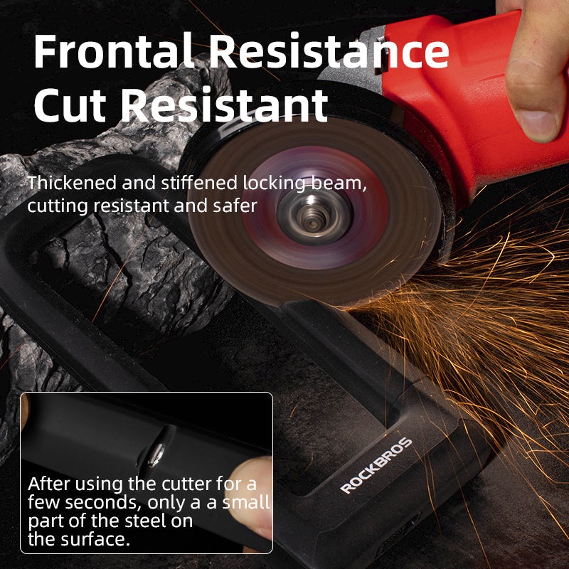 ROCKBROS Motorcycle Bicycle U-Lock Anti-Theft Thickened MTB Bike Lock Alloy Steel 3 Keys - ROCKBROSUSA