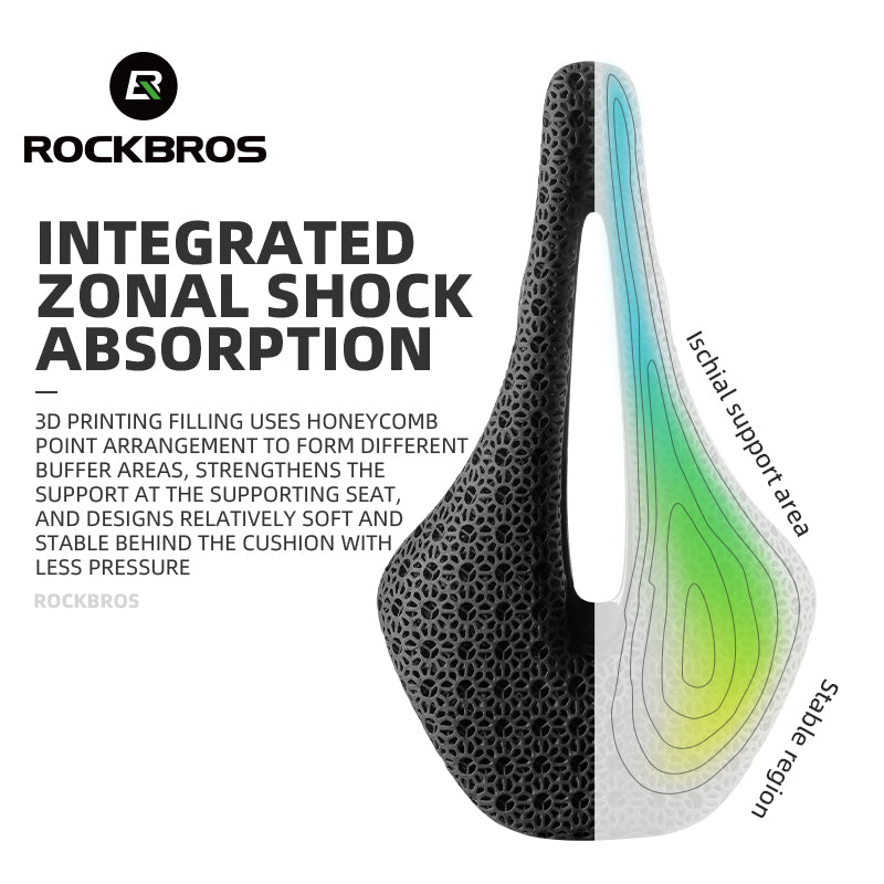 ROCKBROS 3D Printed Shock Absorption Bicycle Saddle - Lightweight - ROCKBROSUSA