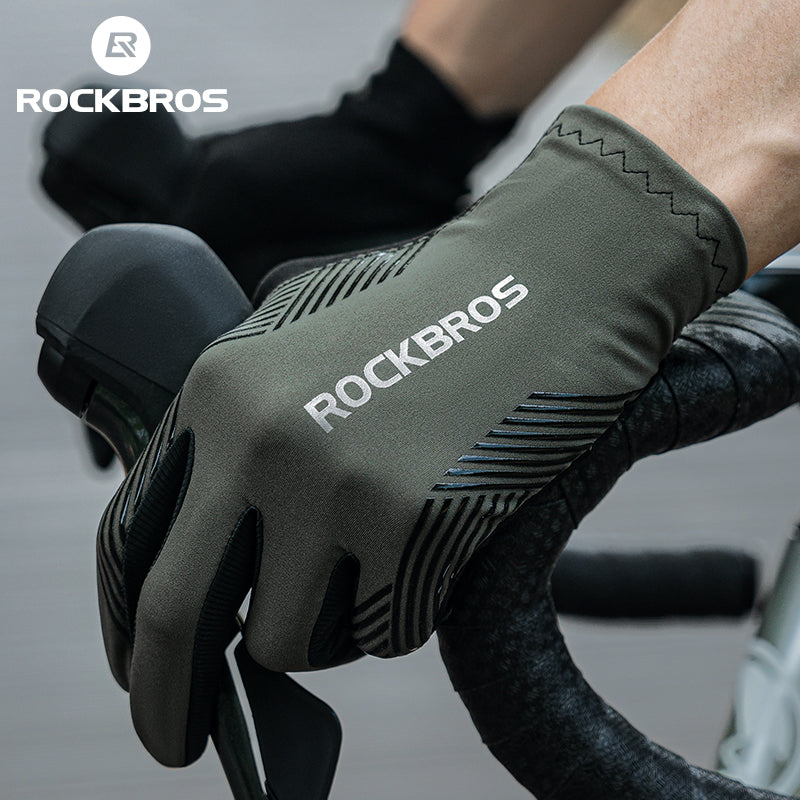 ROCKBROS Mountain Bike Gloves for Mens Cycling Glove Touch Screen Anti-Slip MTB Road Biking Gloves Breathable Full Finger Bicycle Gloves for Outdoor Sports