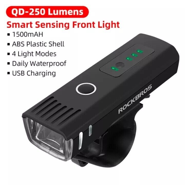 ROCKBROS Smart Sensing Front Bicycle Headlight QD-250LM - ROCKBROSUSA