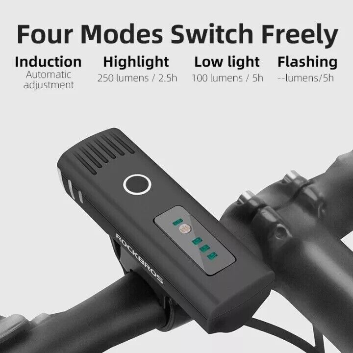 ROCKBROS Smart Sensing Front Bicycle Headlight QD-250LM - ROCKBROSUSA