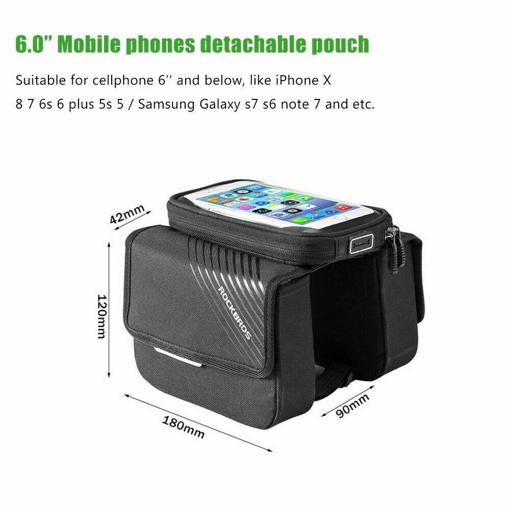ROCKBROS 6.0" Bike Phone Holder Bag - Durable, Touchscreen, Large Capacity - ROCKBROSUSA