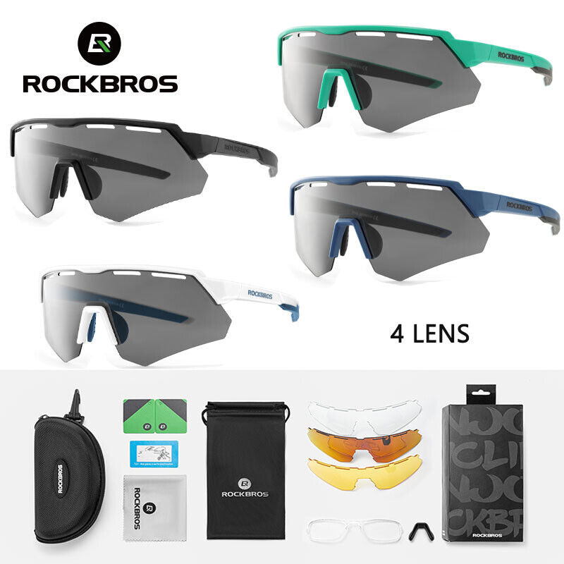 ROCKBROS Cycling Polarized Sunglasses 4 Lenses Replaceable Shades for Men Women Night Vision Lightweight Eyeglasses with Myopia Frame Bike Parts and Accessories - ROCKBROSUSA
