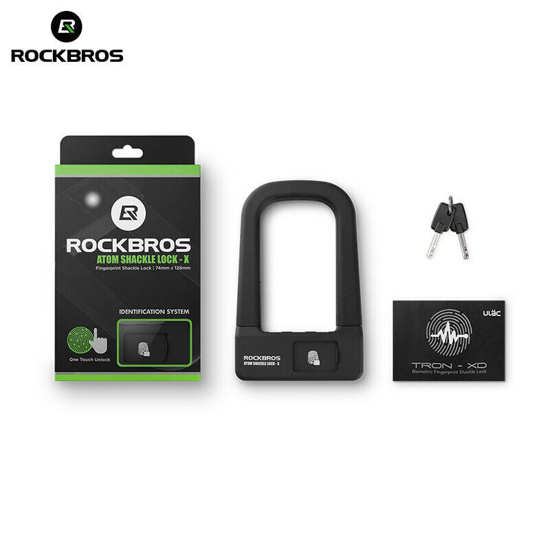 ROCKBROS Bike Lock U-shaped Fingerprint Lock Basic Lock Long Lock Body Security - ROCKBROSUSA