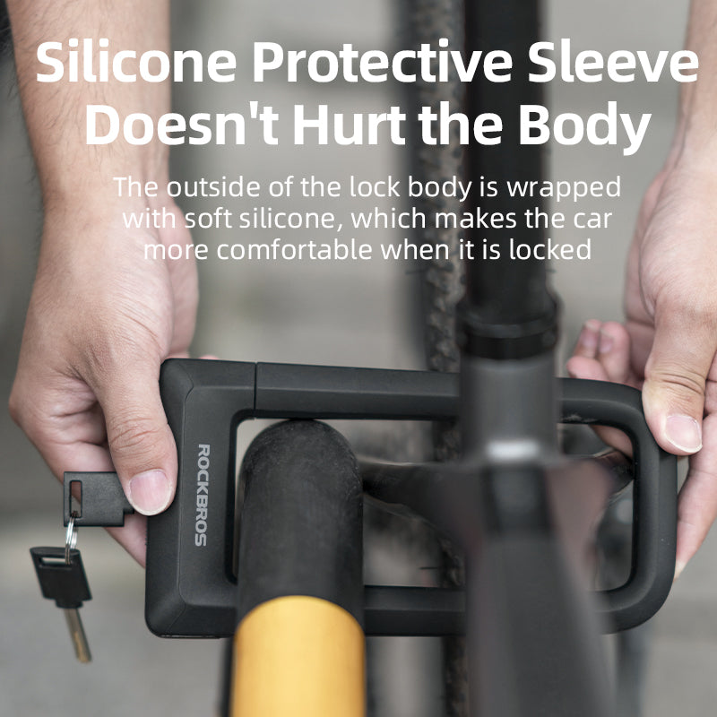 ROCKBROS Motorcycle Bicycle U-Lock Anti-Theft Thickened MTB Bike Lock Alloy Steel 3 Keys - ROCKBROSUSA