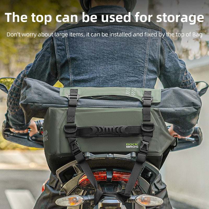 ROCKBROS Motorcycle Seat Bag Luggage Pannier Dry Bag Tail Bag Waterproof 30L Universal MotorBike Bag Army Green - ROCKBROSUSA