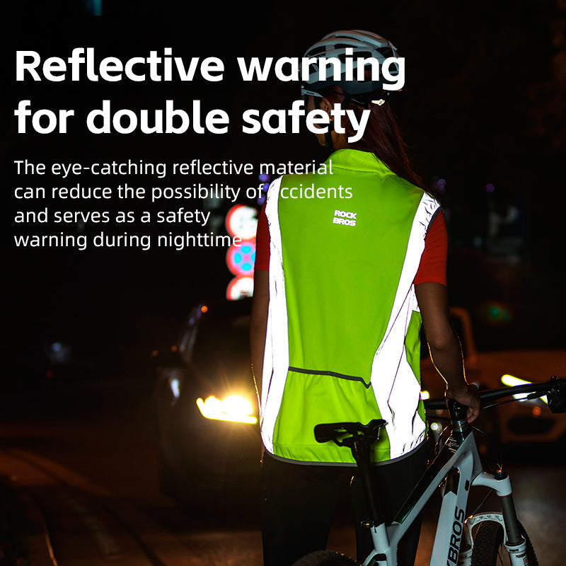 Rockbros Cycling Jacket Unisex Reflective Vest Breathable Night Running Vest Cycling Safety Warning - ROCKBROSUSA