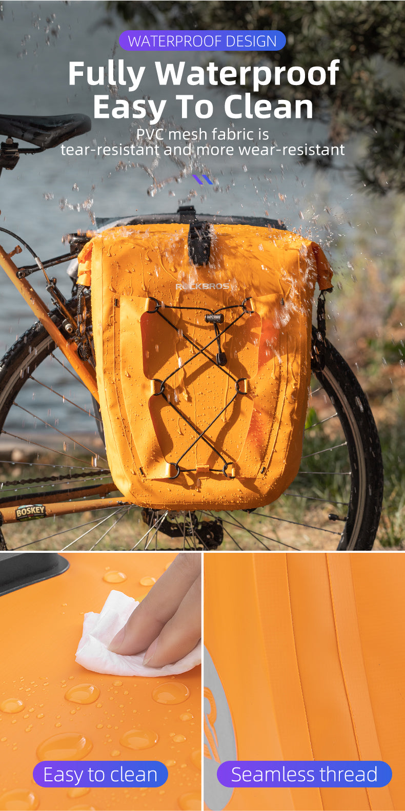 ROCKBROS Deluxe Large Capacity Bicycle Saddlebag in Various Colours - ROCKBROSUSA