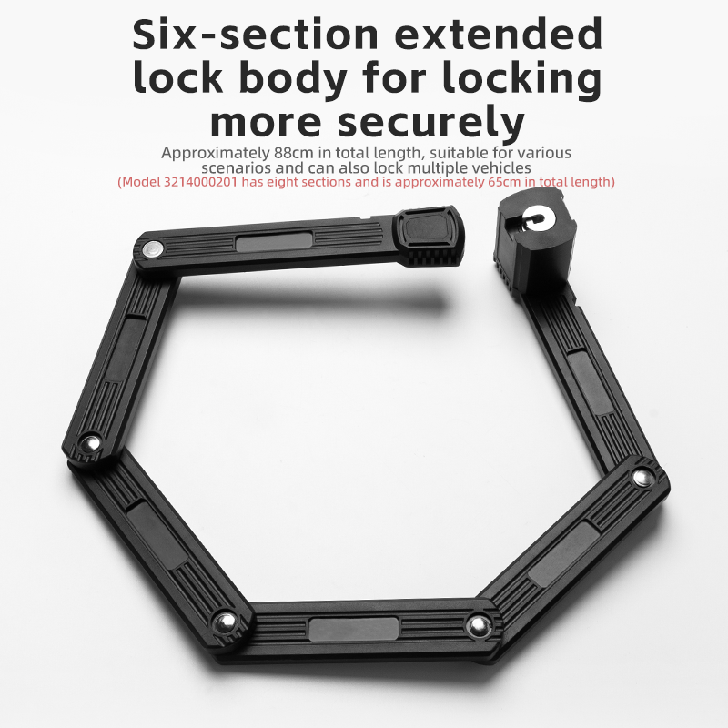 ROCKBROS MTB Road Bike Lock Key Folding Lock E-Bike Motorcycle Steel Lock Portable Antirust Anti-theft - ROCKBROSUSA