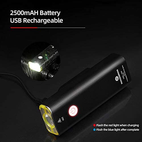ROCKBROS Bicycle Headlight 400/800 Lumens - Rechargeable, IPX6 Waterproof