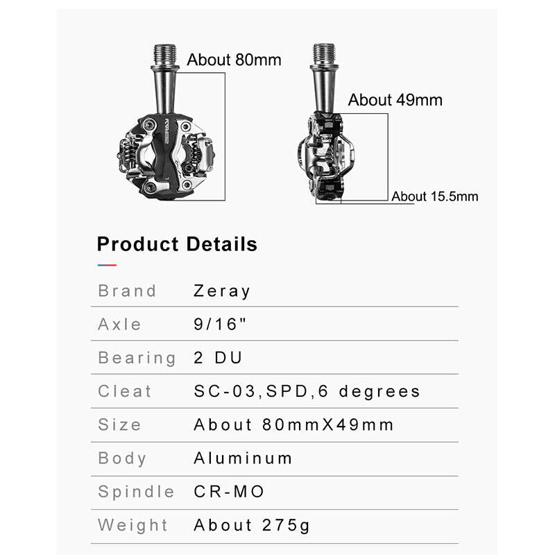 ROCKBROS ZERAY Bike Pedals Self-locking Aluminum Alloy Mountain Bike SPD CR-MO Pedals - ROCKBROSUSA