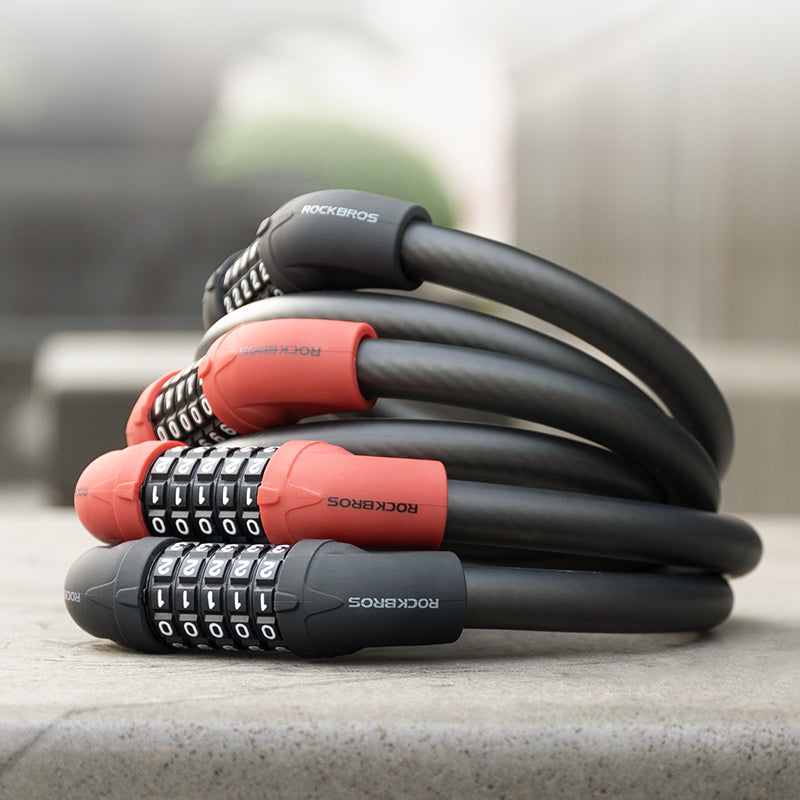 ROCKBROS Bike Lock 5 Digit Cable Lock Lightweight Bicycle Lock Combination Portable Lock - ROCKBROSUSA