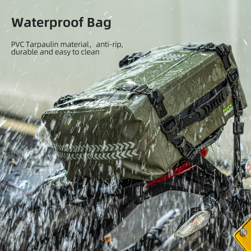 ROCKBROS Motorcycle Seat Bag Luggage Pannier Dry Bag Tail Bag Waterproof 30L Universal MotorBike Bag Army Green - ROCKBROSUSA