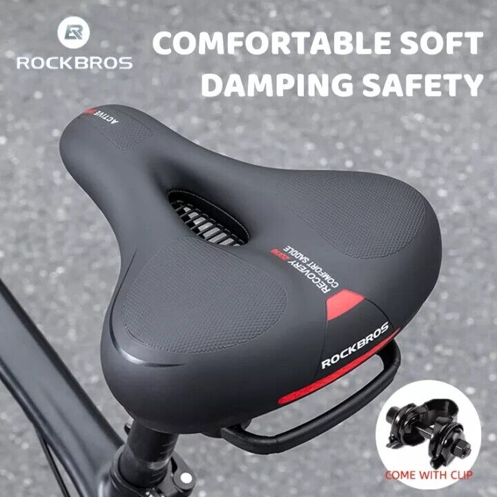 ROCKBROS Bicycle Saddle Shockproof Leather Cushion Reflective Cycling Bike Seat With Handle - ROCKBROSUSA