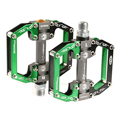 bmx vs mtb pedals ROCKBROS Flat BMX Bike Pedals in Various Colours (Pair), Green Black