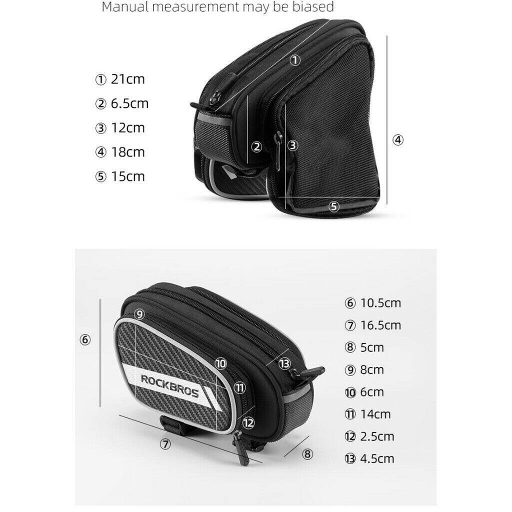 ROCKBROS Cycling Bike Top Front Tube Bag Waterproof Big Capacity Cycling Frame Bag Black - ROCKBROSUSA