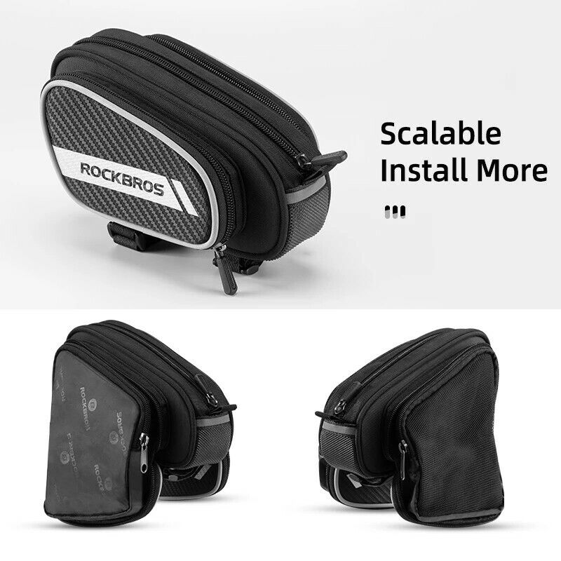 ROCKBROS Cycling Bike Top Front Tube Bag Waterproof Big Capacity Cycling Frame Bag Black - ROCKBROSUSA