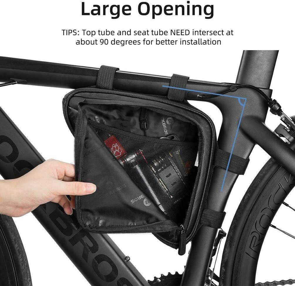 ROCKBROS Bike Triangle Frame Bag Bike Storage Triangle Bag Two Side Pockets 1.5L - ROCKBROSUSA