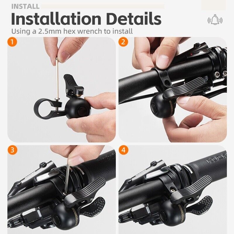 ROCKBROS Bike Bell Copper Alloy Durable Bicycle Bell with Clear&Long Sound Bike Ring Bell - ROCKBROSUSA