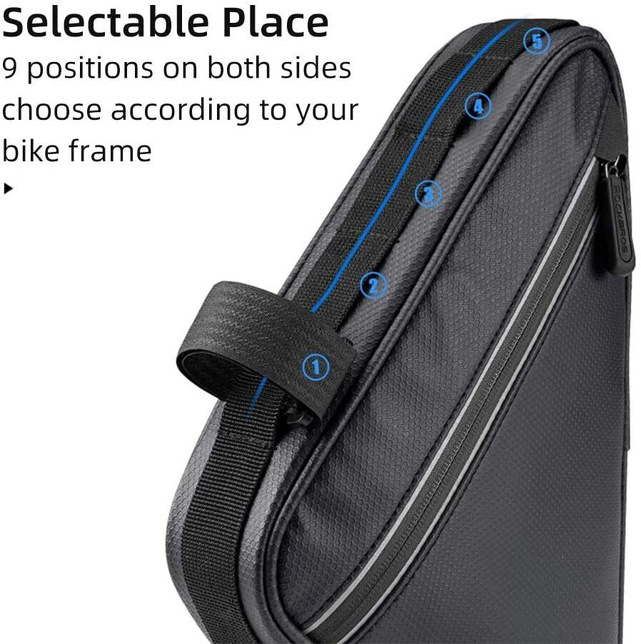 ROCKBROS Bike Triangle Frame Bag Bike Storage Triangle Bag Two Side Pockets 1.5L - ROCKBROSUSA