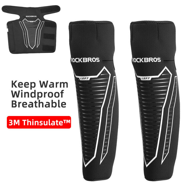 ROCKBROS Warm Knee Pads Winter Leg Covers Fleece Thermal Windproof Reflective - ROCKBROSUSA