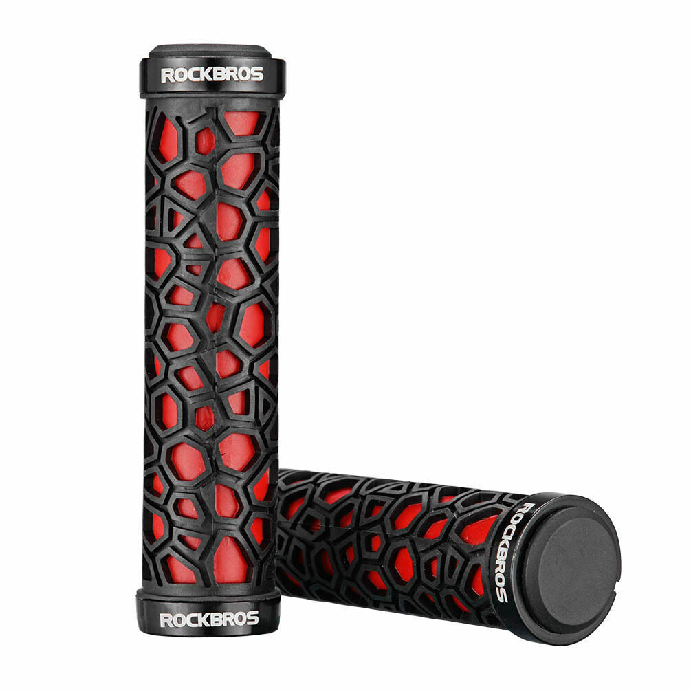 ROCKBROS Anti-Skid Rubber Bike Handlebar Grips - Double Lock, 2.22cm
