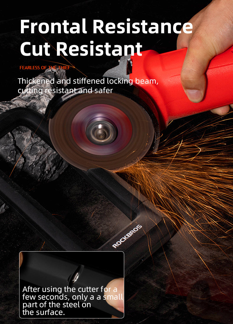 ROCKBROS Motorcycle Bicycle U-Lock Anti-Theft Thickened MTB Bike Lock Alloy Steel 3 Keys - ROCKBROSUSA