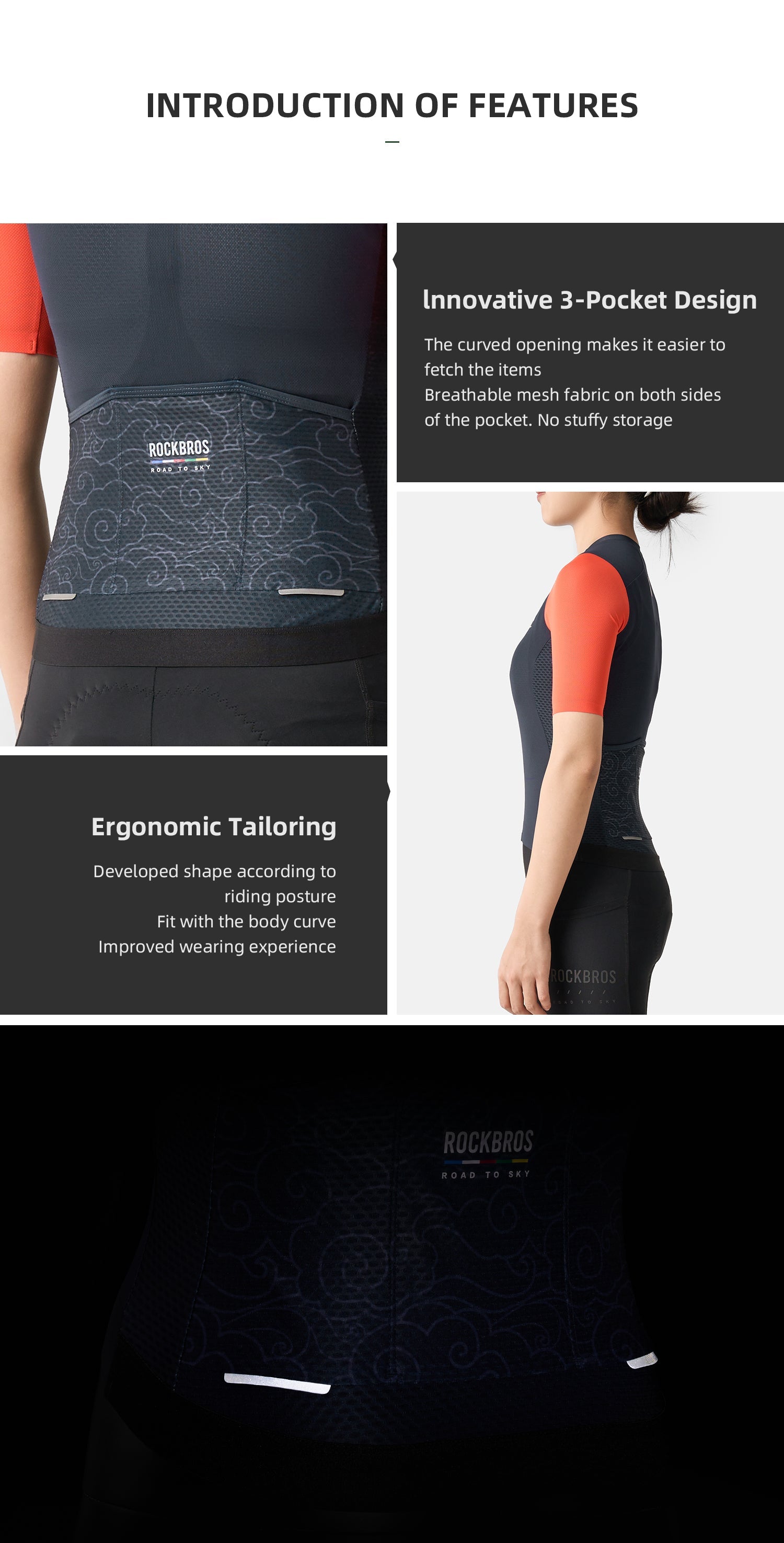 【ROAD TO SKY】by ROCKBROS Women's Short-Sleeve Cycling Jersey in Various Colours - ROCKBROSUSA