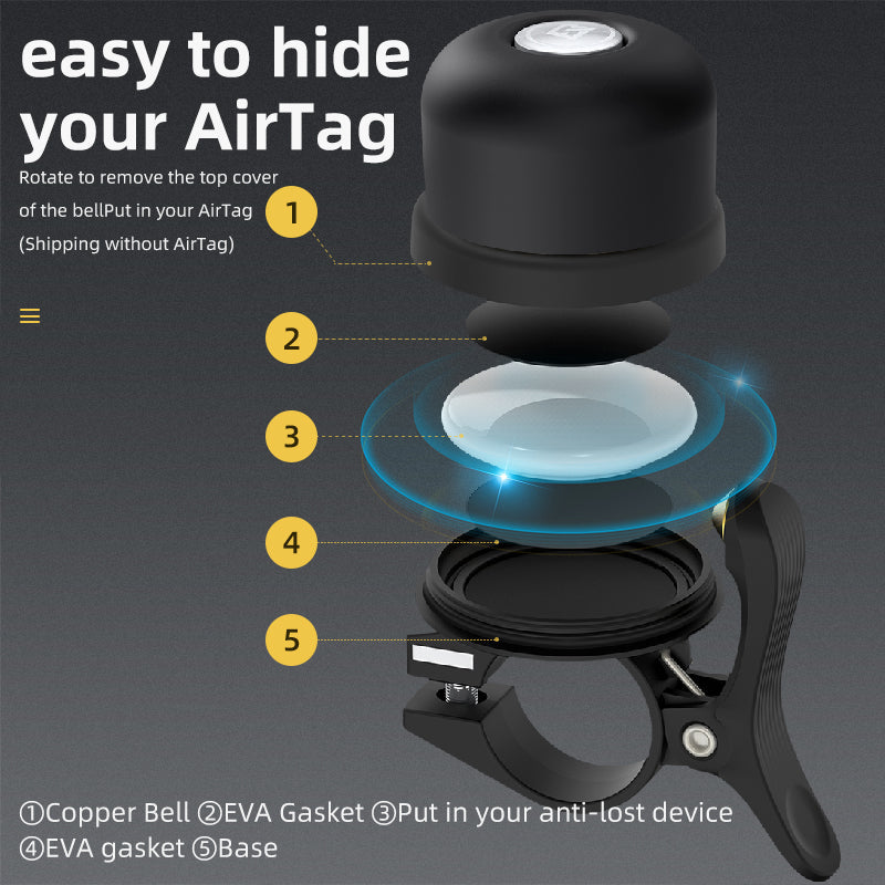 ROCKBROS Bike Bell Ring Horn Classic Bicycle Bell Anti-Theft for Adults Suitable for 0.87‘’/22.2mm Diameter Handlebar - ROCKBROSUSA