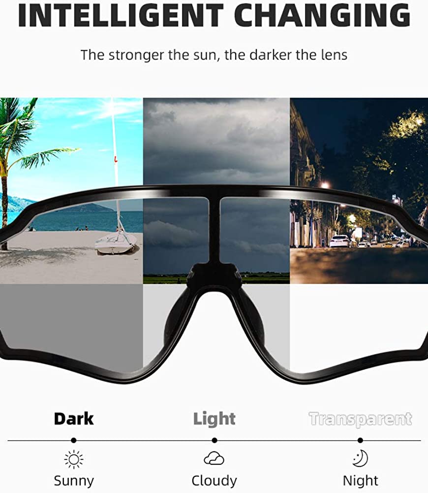 ROCKBROS Lightweight Full Frame Photochromic Cycling Sunglasses - Adaptive Eyewear
