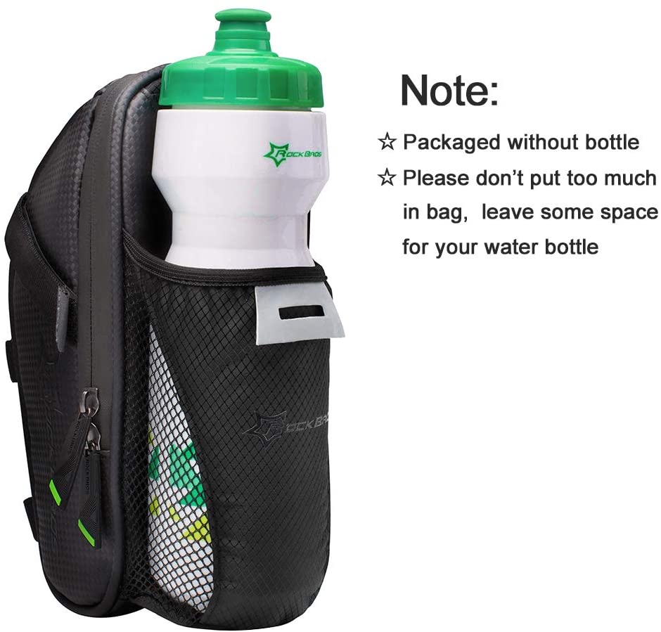 ROCKBROS Bike Saddle Bags with Water Bottle Pouch Waterproof Black 1.6L
