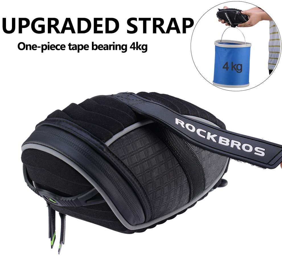 ROCKBROS Waterproof Cycling Saddle Bag Bike Rear Seat Bags Zipper Bicycle Black