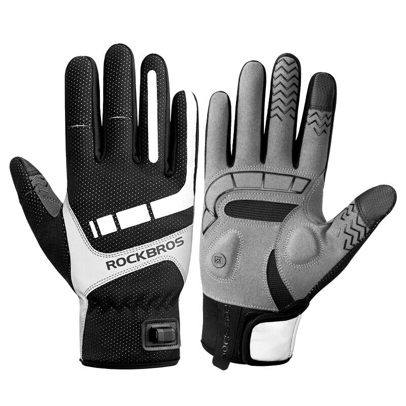 ROCKBRS Winter Gloves Cycling Electric Heated Glove USB Rechargeable Touchscreen, L