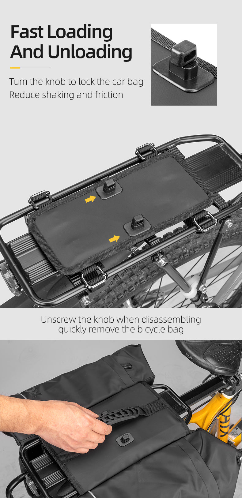 ROCKBROS Super 30-Litre Bicycle Saddlebags in Black - ROCKBROSUSA