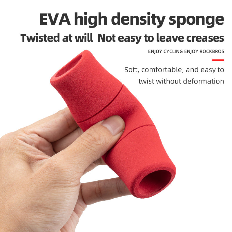 ROCKBROS Bike Grips Shock Absorption Foam Bike Handle Grips Soft Comfortable Non-Slip Double Locked on - ROCKBROSUSA