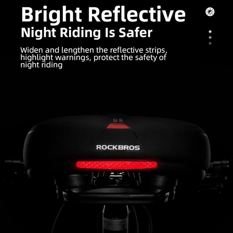 ROCKBROS Bicycle Saddle Shockproof Leather Cushion Reflective Cycling Bike Seat With Handle - ROCKBROSUSA