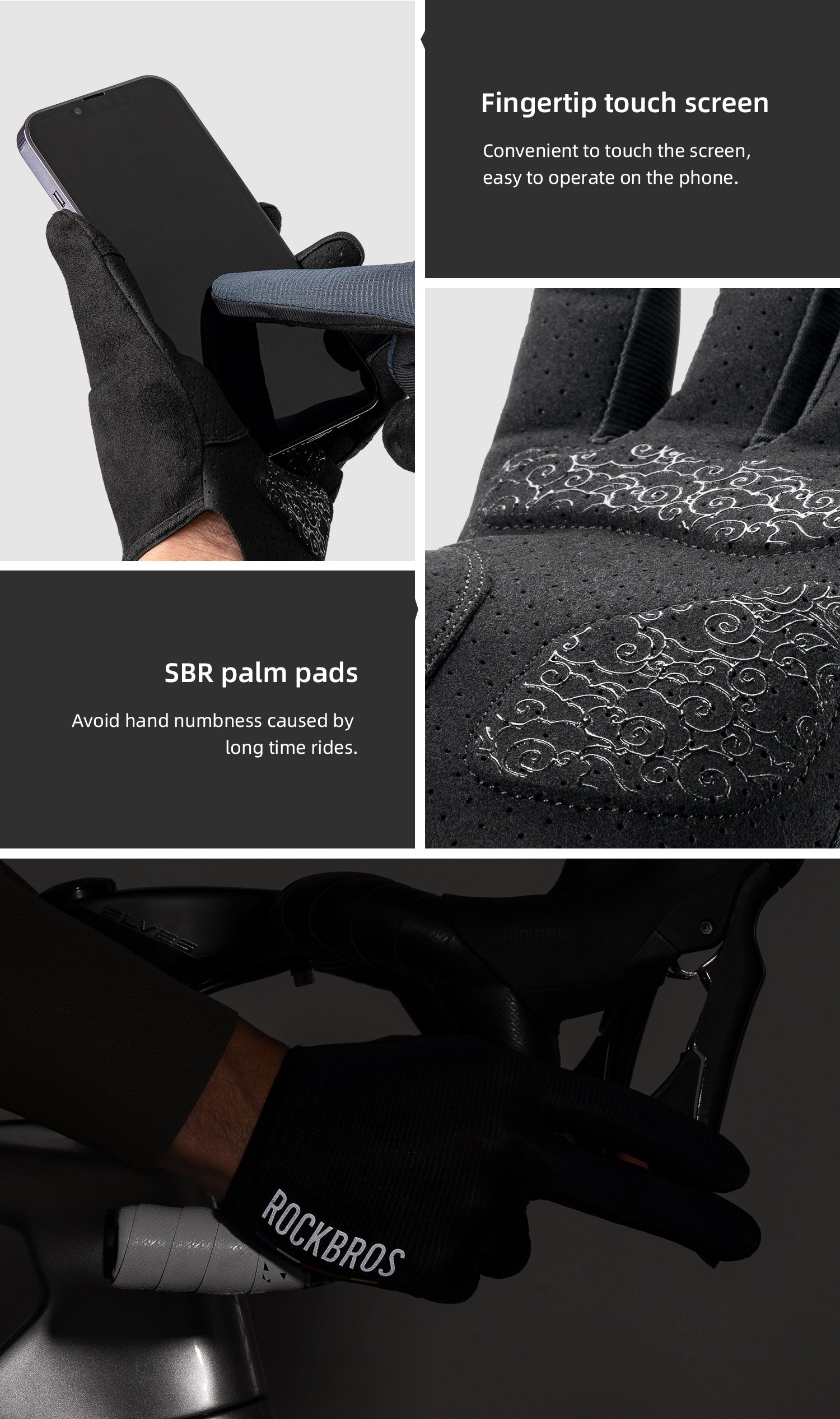 【ROAD TO SKY】by ROCKBROS Anti-Slip Cycling Gloves in Various Colours - ROCKBROSUSA