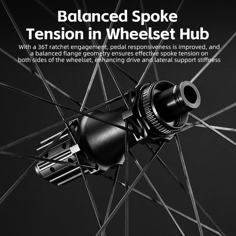 ROCKBROS Road Bike T700 Carbon Fiber Wheelset 50mm Rim Disc Brake Bike Wheels Clincher/Tubeless - ROCKBROSUSA