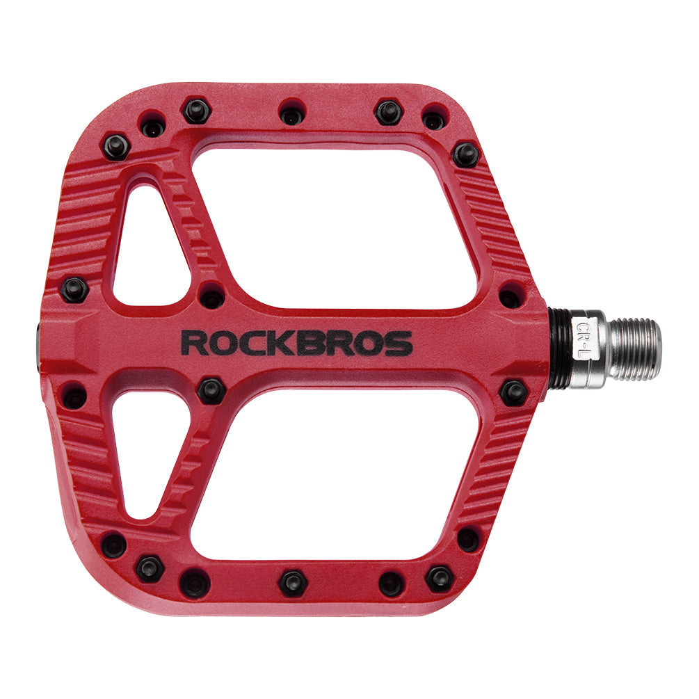 ROCKBROS Extra Large Mountain Bike Pedals Nylon Composite Bearing 9/16"(1 Pair)-RED