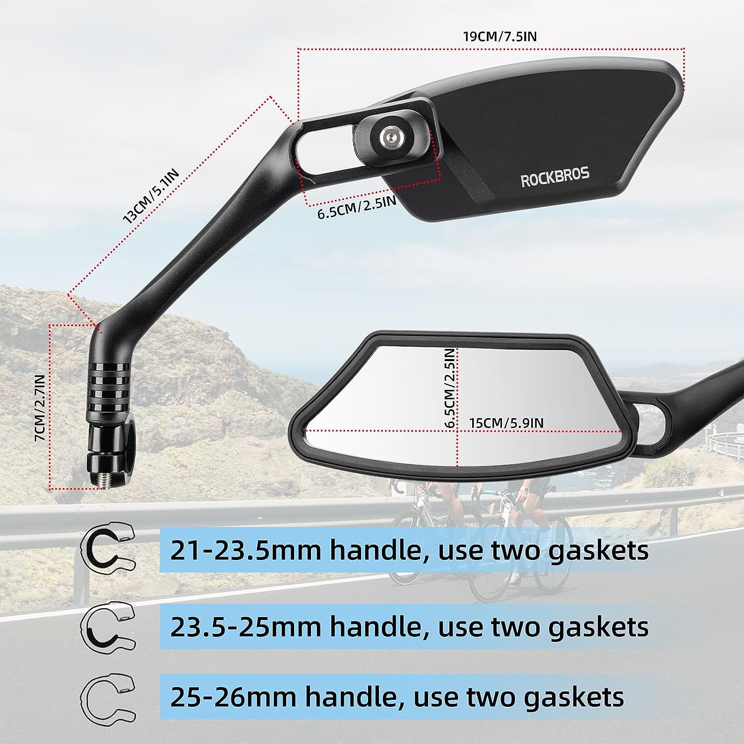 ROCKBROS HD Blast-Resistant Bike Mirror - Adjustable & Retractable - ROCKBROSUSA