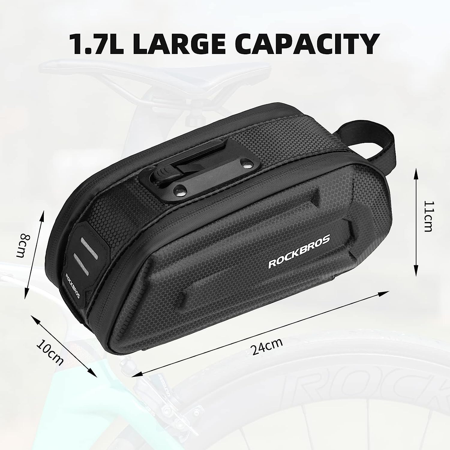 ROCKBROS Bike Saddle Bag Under Seat 3D Hard Shell Quick Release 1.7L - ROCKBROSUSA