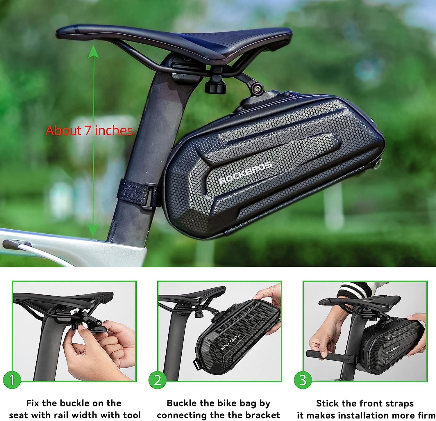 ROCKBROS Bike Saddle Bag Under Seat 3D Hard Shell Quick Release 1.7L - ROCKBROSUSA